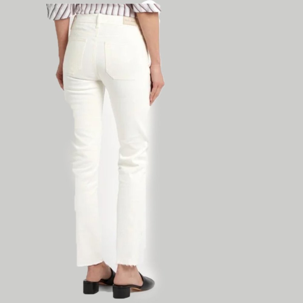 Anthropologie M.I.H Daily High Rise Straight Leg White Jeans